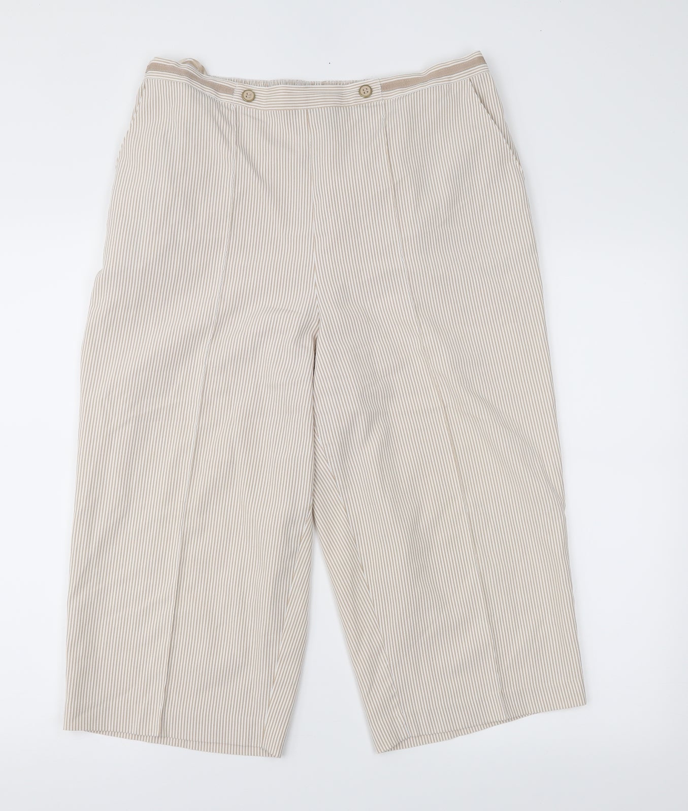 BM Womens Beige Striped  Cropped Trousers Size 16 L20 in