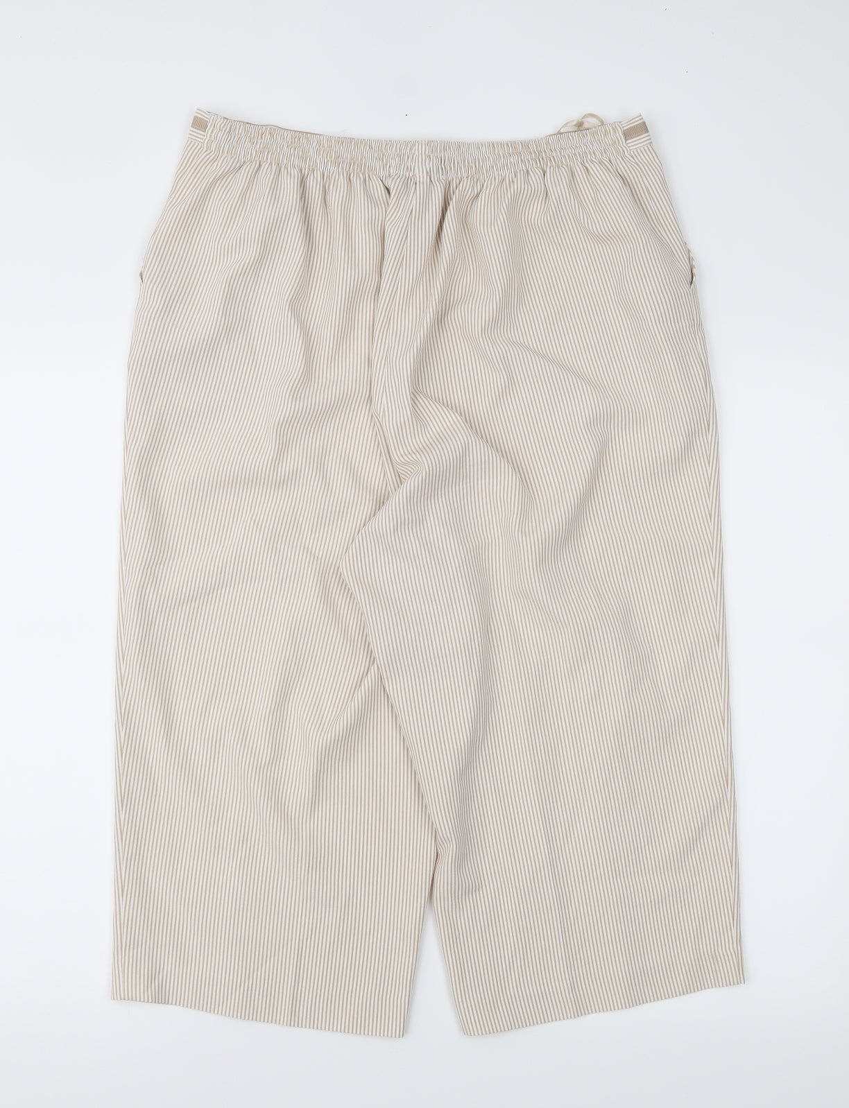 BM Womens Beige Striped  Cropped Trousers Size 16 L20 in