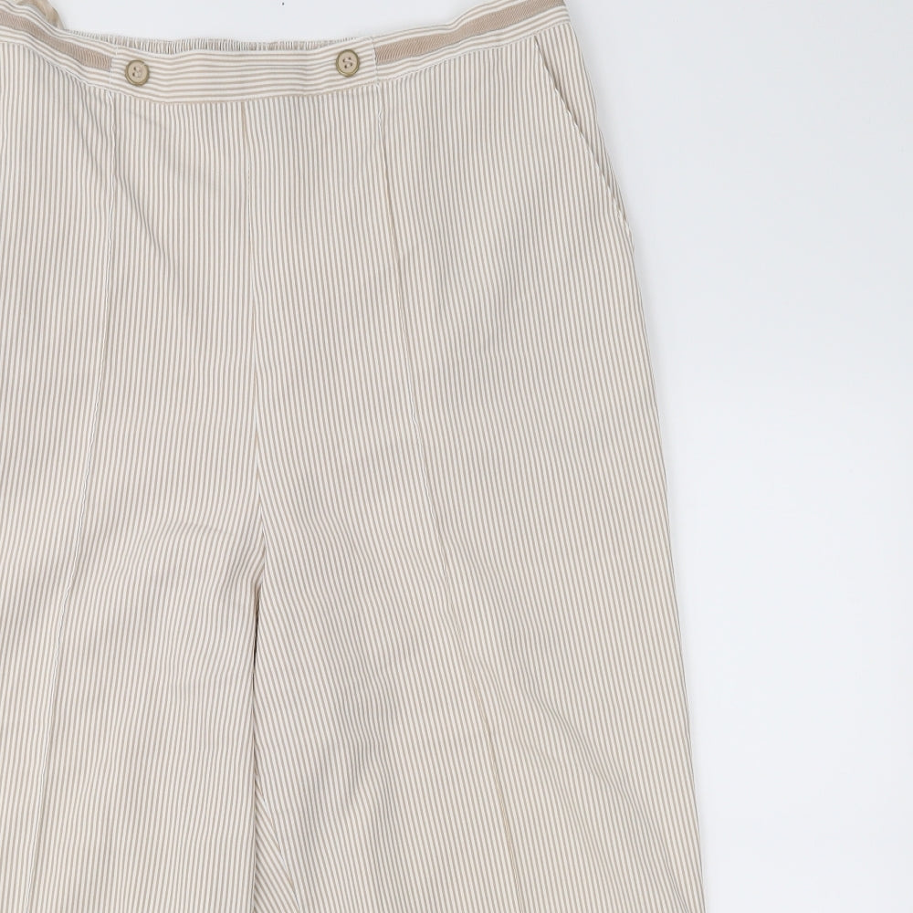 BM Womens Beige Striped  Cropped Trousers Size 16 L20 in