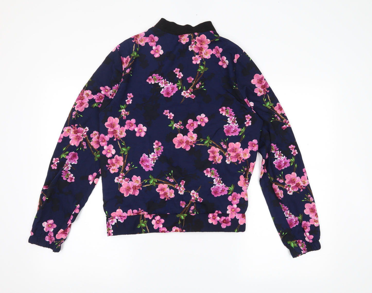 Atmosphere Womens Blue Floral  Bomber Jacket Coat Size 12