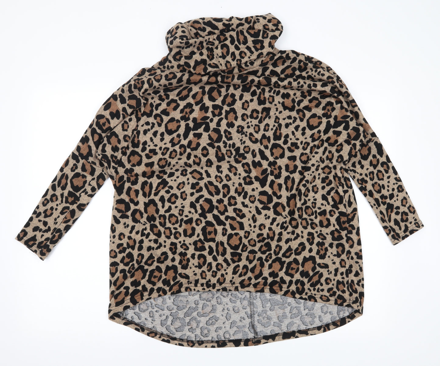 Preworn Womens Brown Animal Print  Basic Blouse Size S