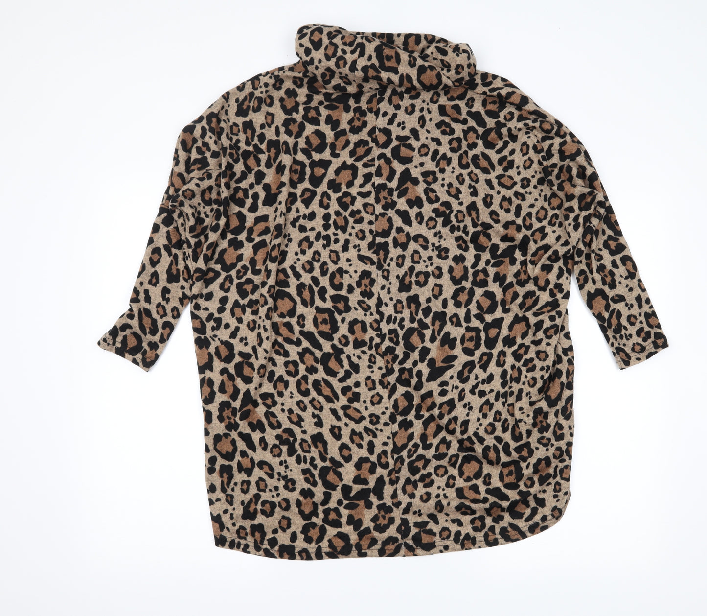 Preworn Womens Brown Animal Print  Basic Blouse Size S