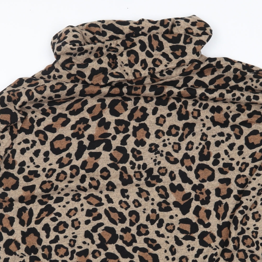 Preworn Womens Brown Animal Print  Basic Blouse Size S