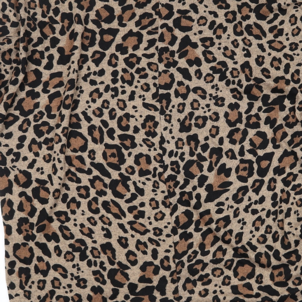 Preworn Womens Brown Animal Print  Basic Blouse Size S