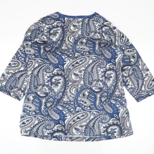 Preworn Womens Blue Floral  Basic Blouse Size M