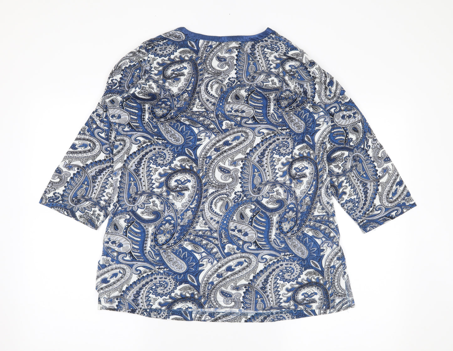 Preworn Womens Blue Floral  Basic Blouse Size M
