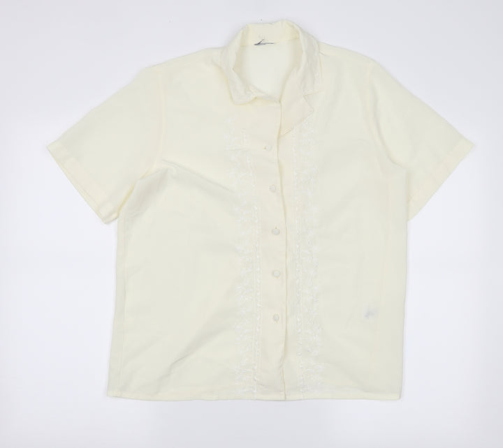 Preworn Womens Yellow Basic Button-Up Size 12