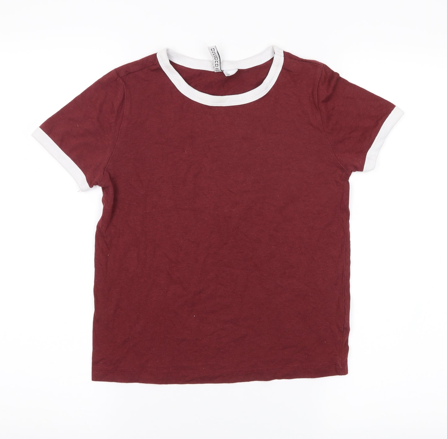 Divided Womens Red   Ringer T-Shirt Size XS