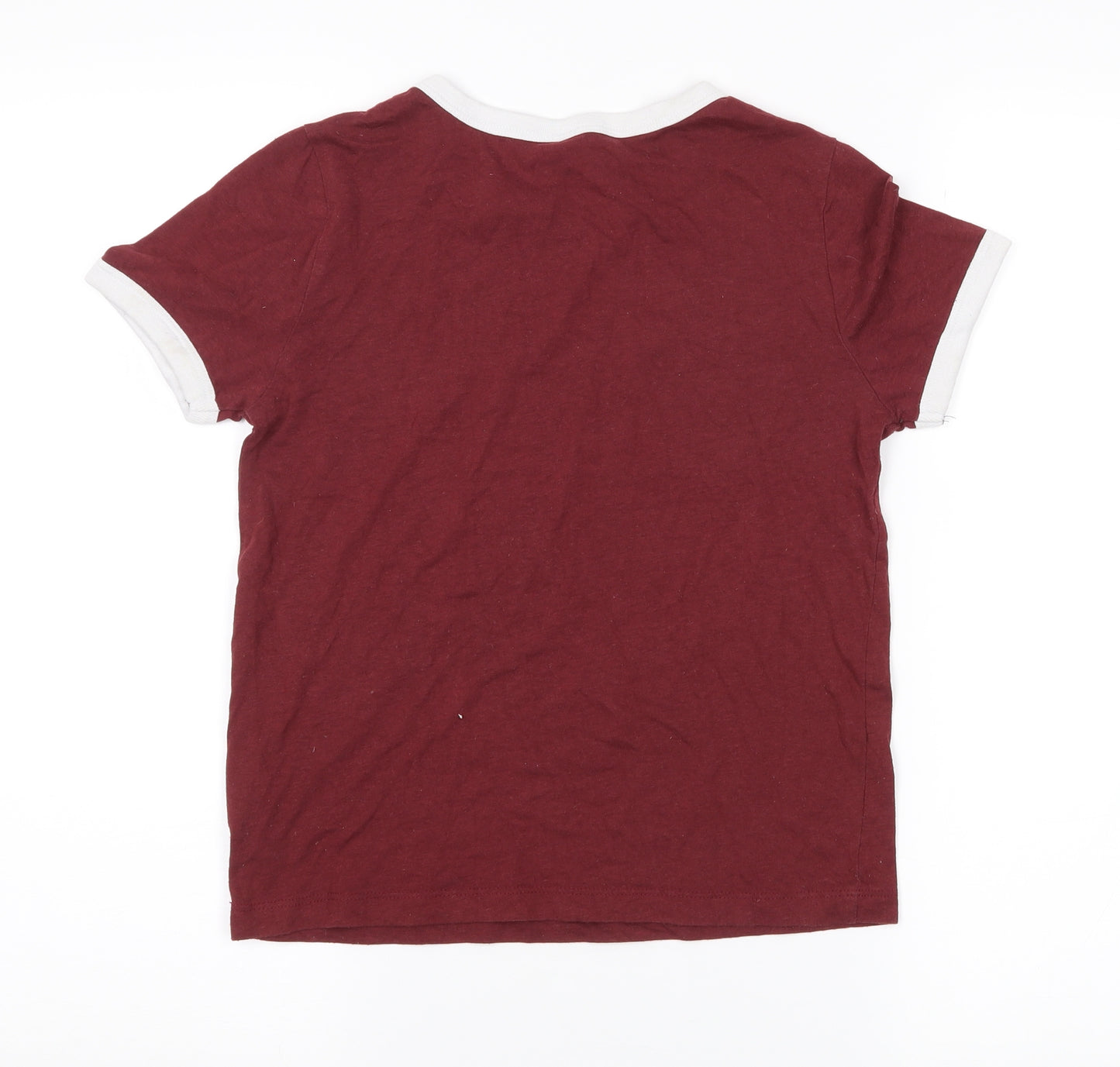 Divided Womens Red   Ringer T-Shirt Size XS