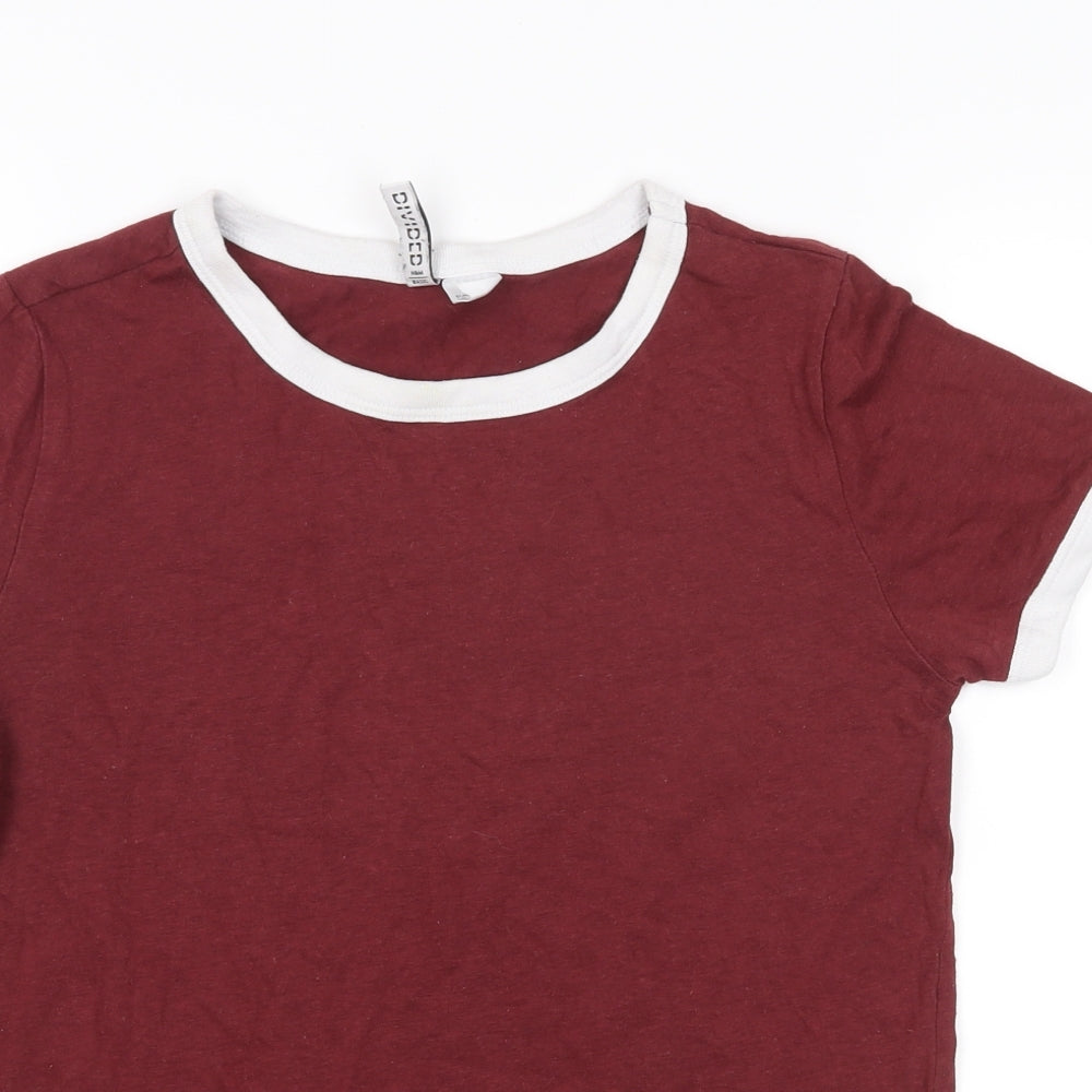 Divided Womens Red   Ringer T-Shirt Size XS