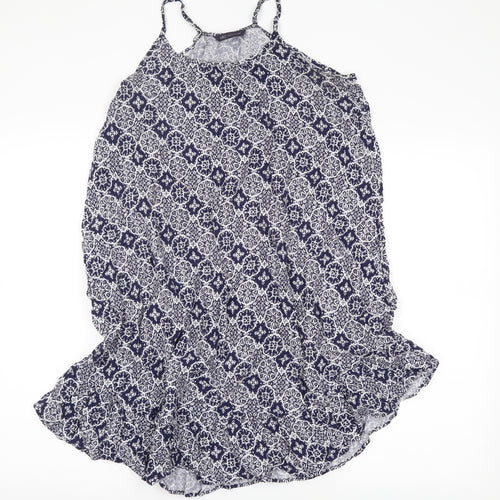 m&s Womens Blue Floral  Basic Blouse Size 10