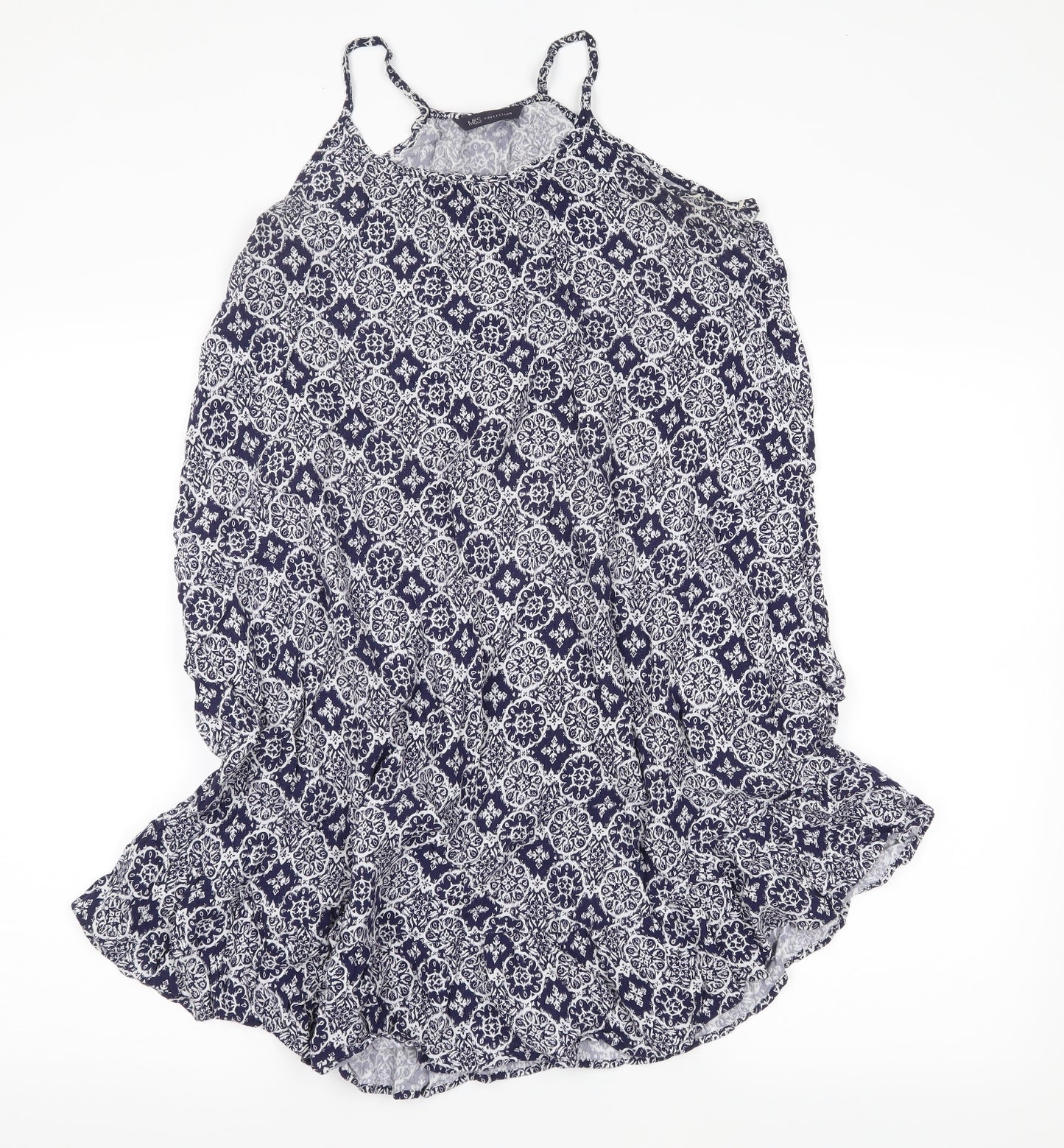 m&s Womens Blue Floral  Basic Blouse Size 10