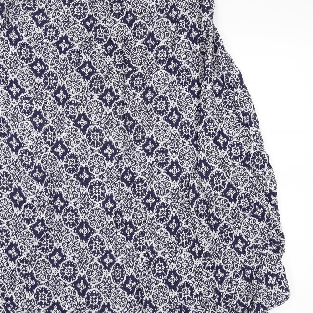 m&s Womens Blue Floral  Basic Blouse Size 10