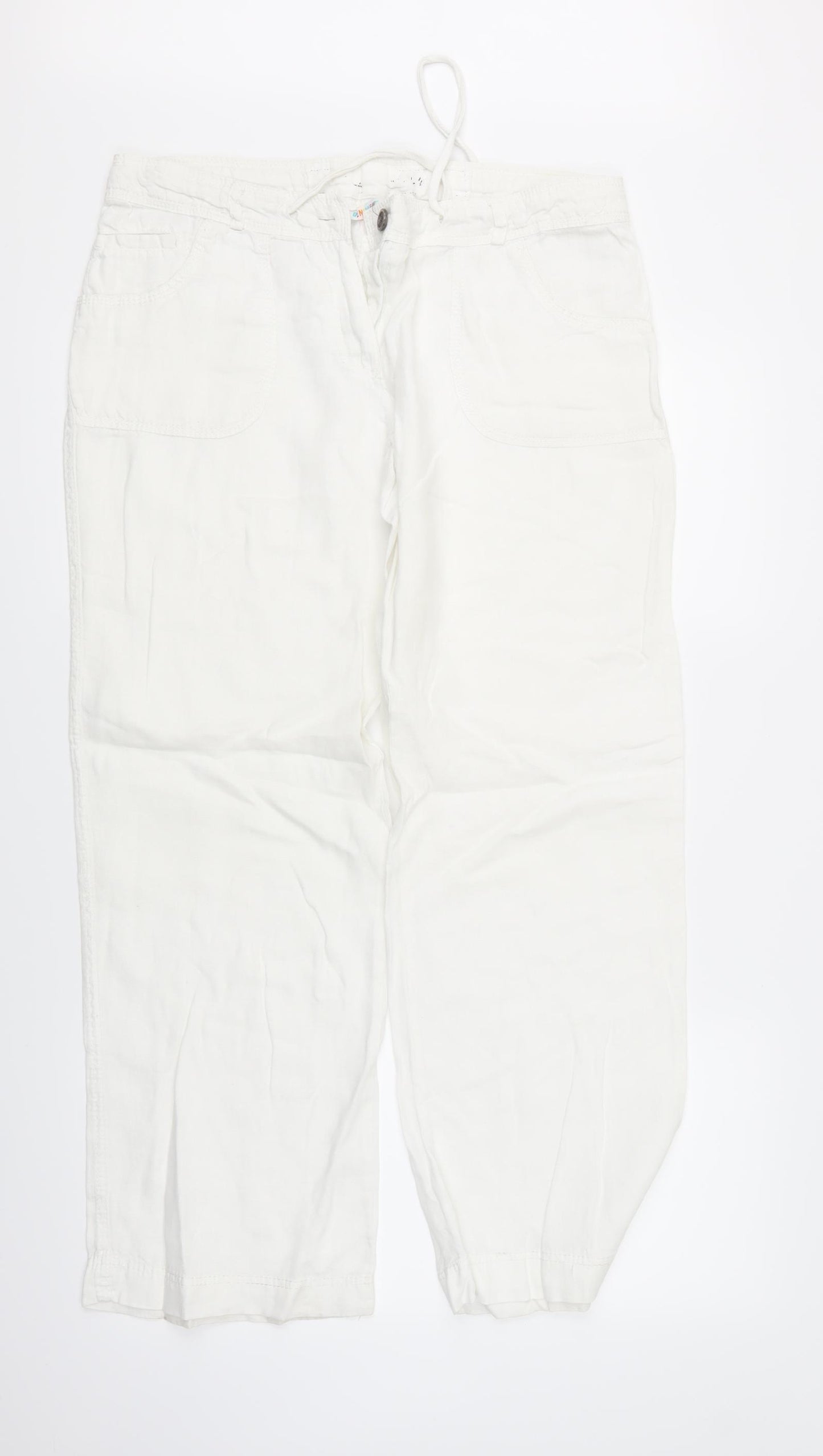 Denim & Co. Womens White   Trousers  Size 10 L31 in