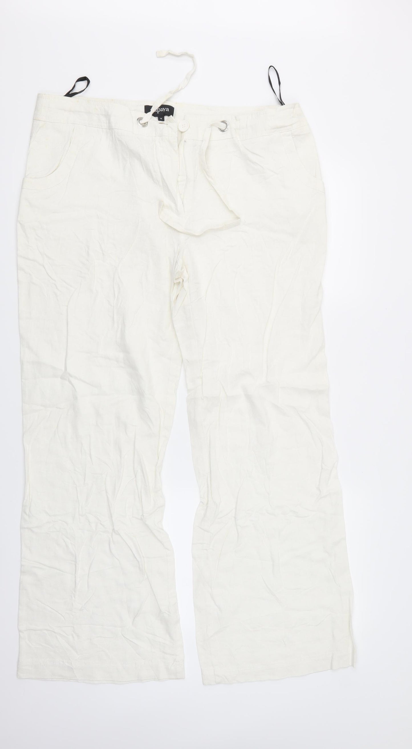 Papaya Womens White   Cargo Trousers Size 16 L30 in