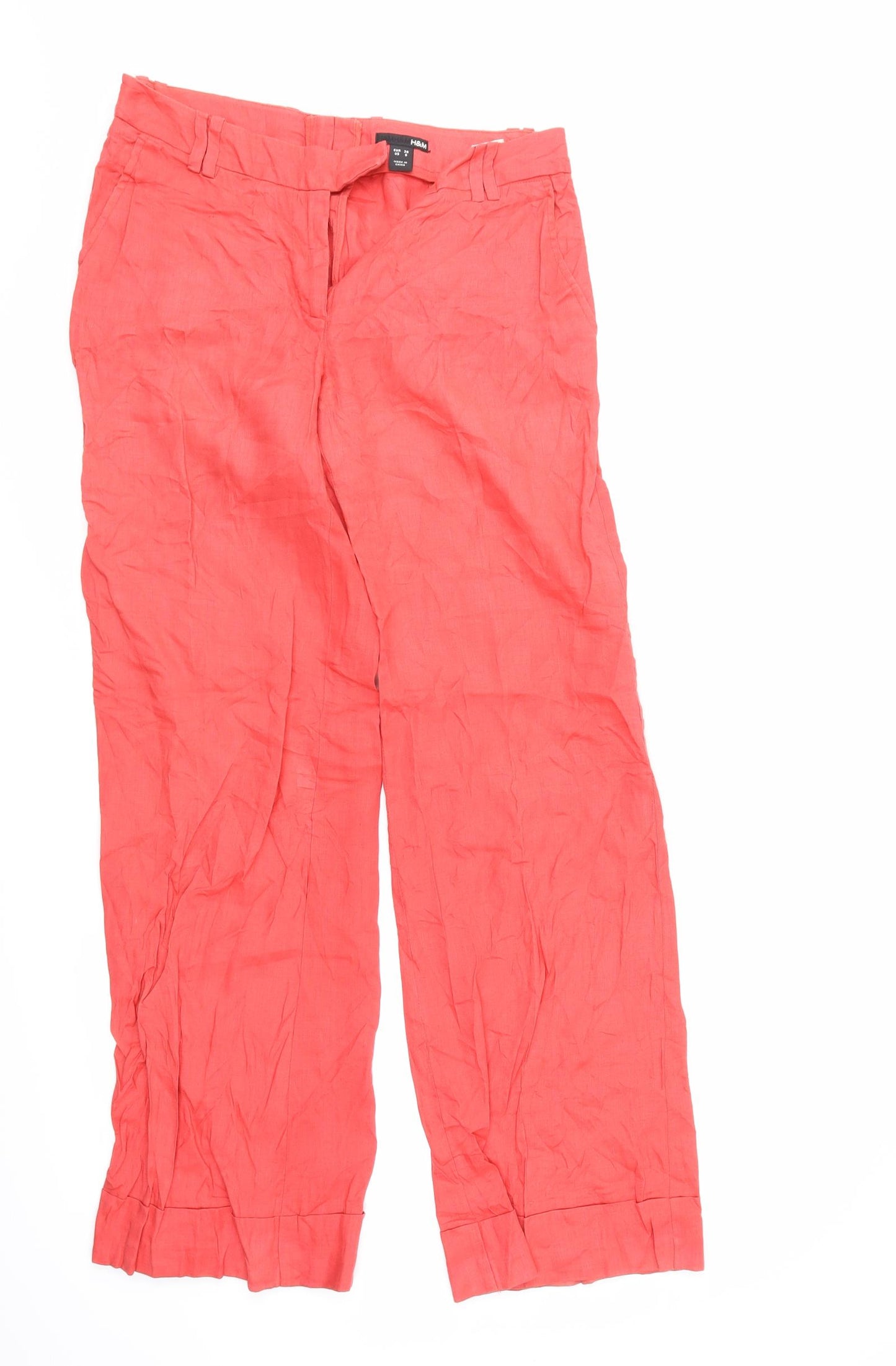 H&M Womens Red   Trousers  Size 8 L31 in