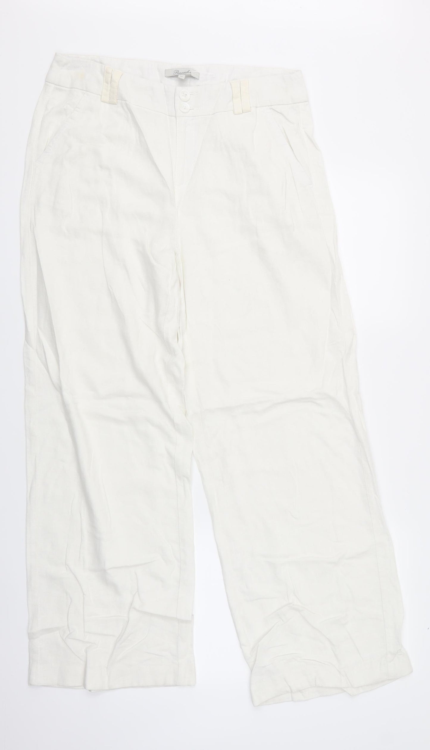 Peacocks Womens White   Trousers  Size 12 L28.5 in