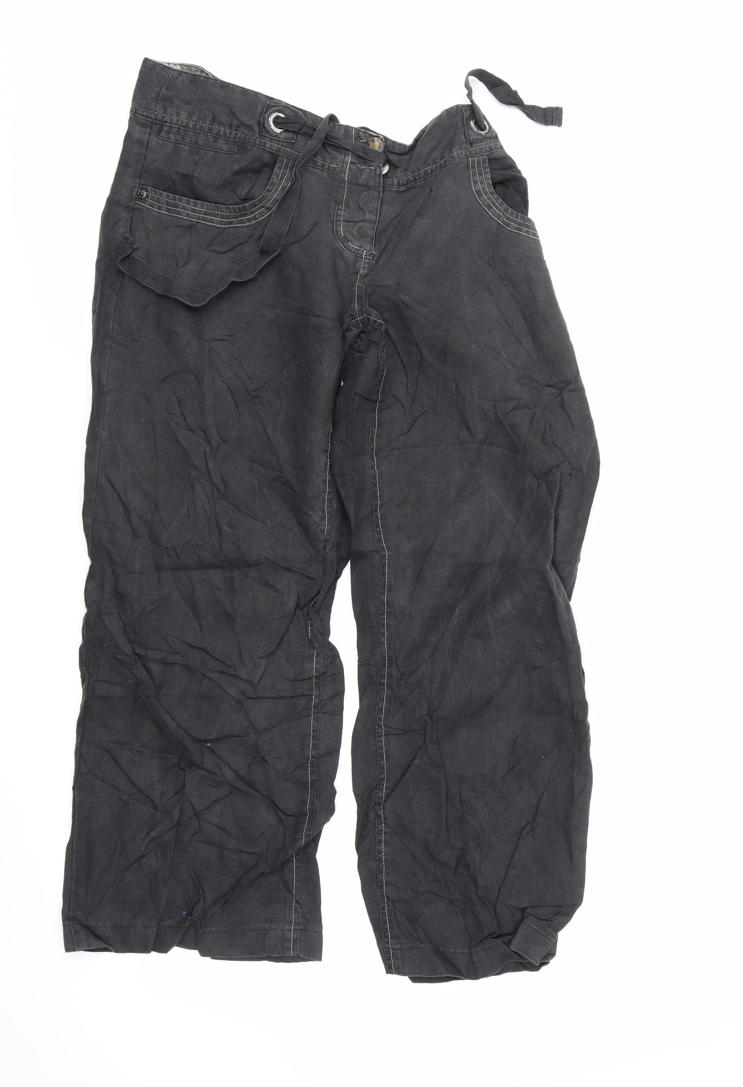 River Isalnd Womens Black   Cropped Trousers Size 10 L26 in