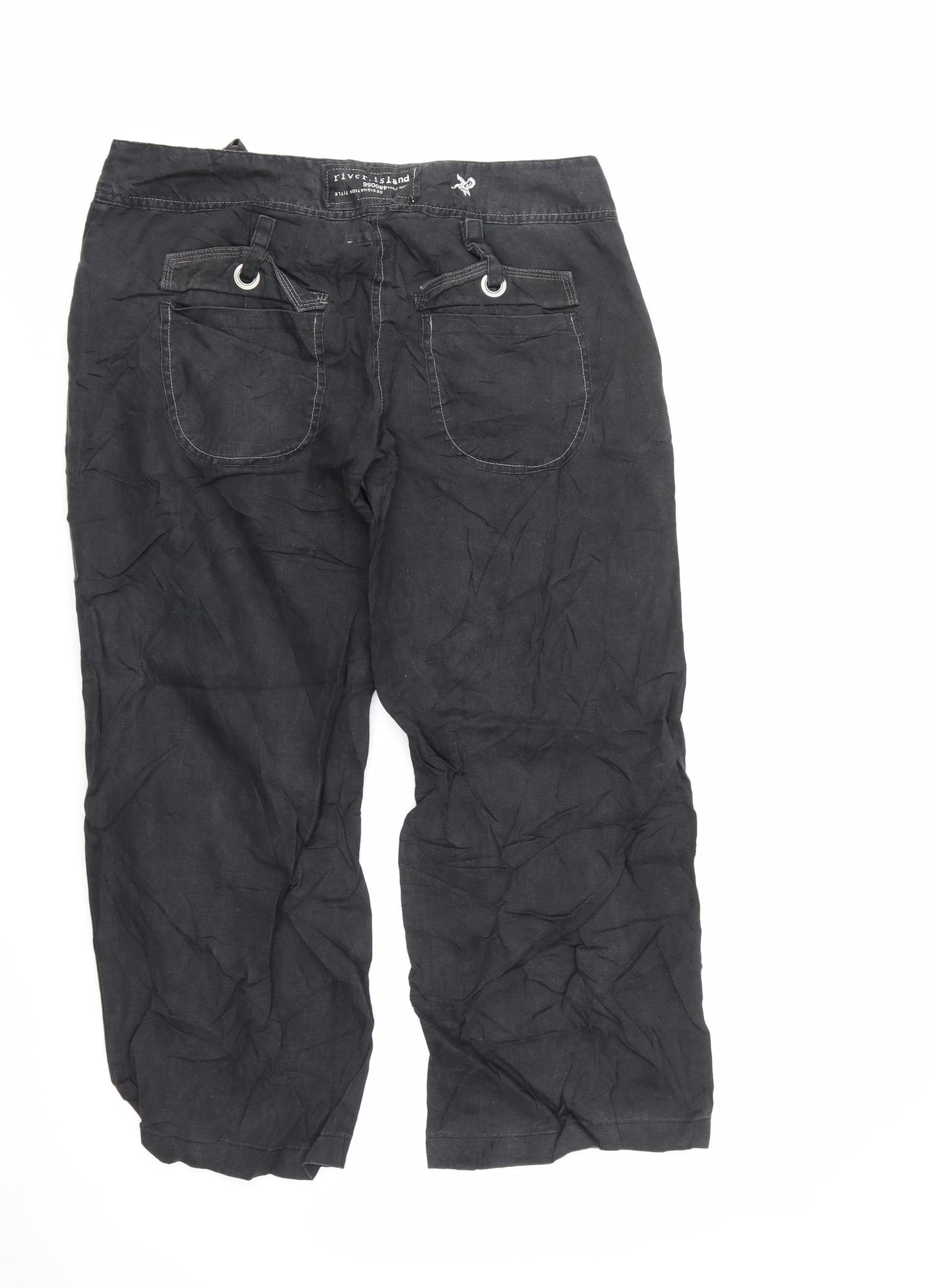 River Isalnd Womens Black   Cropped Trousers Size 10 L26 in