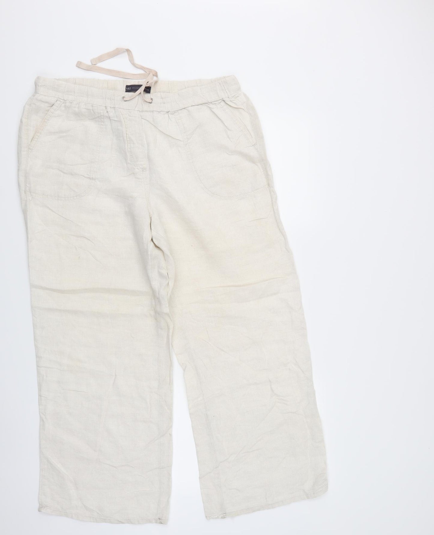 m&s Womens Ivory   Trousers  Size 14 L26 in