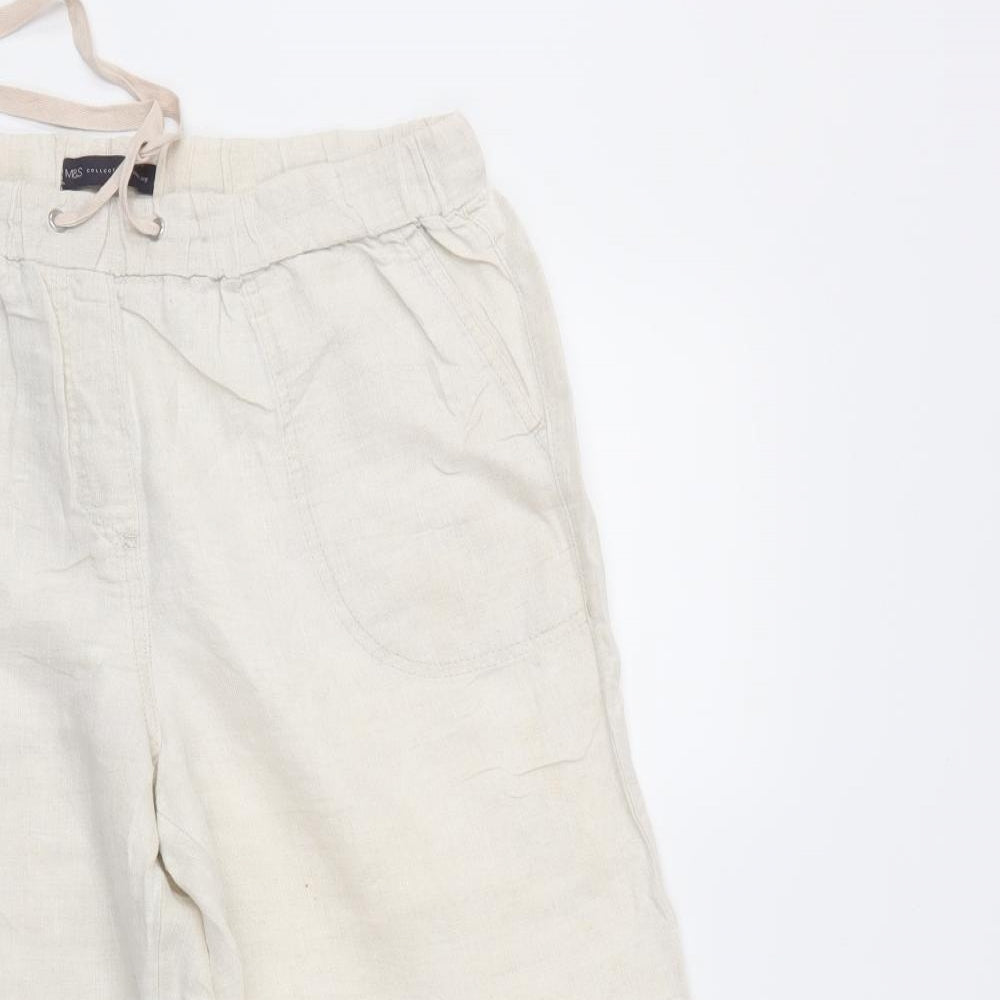 m&s Womens Ivory   Trousers  Size 14 L26 in