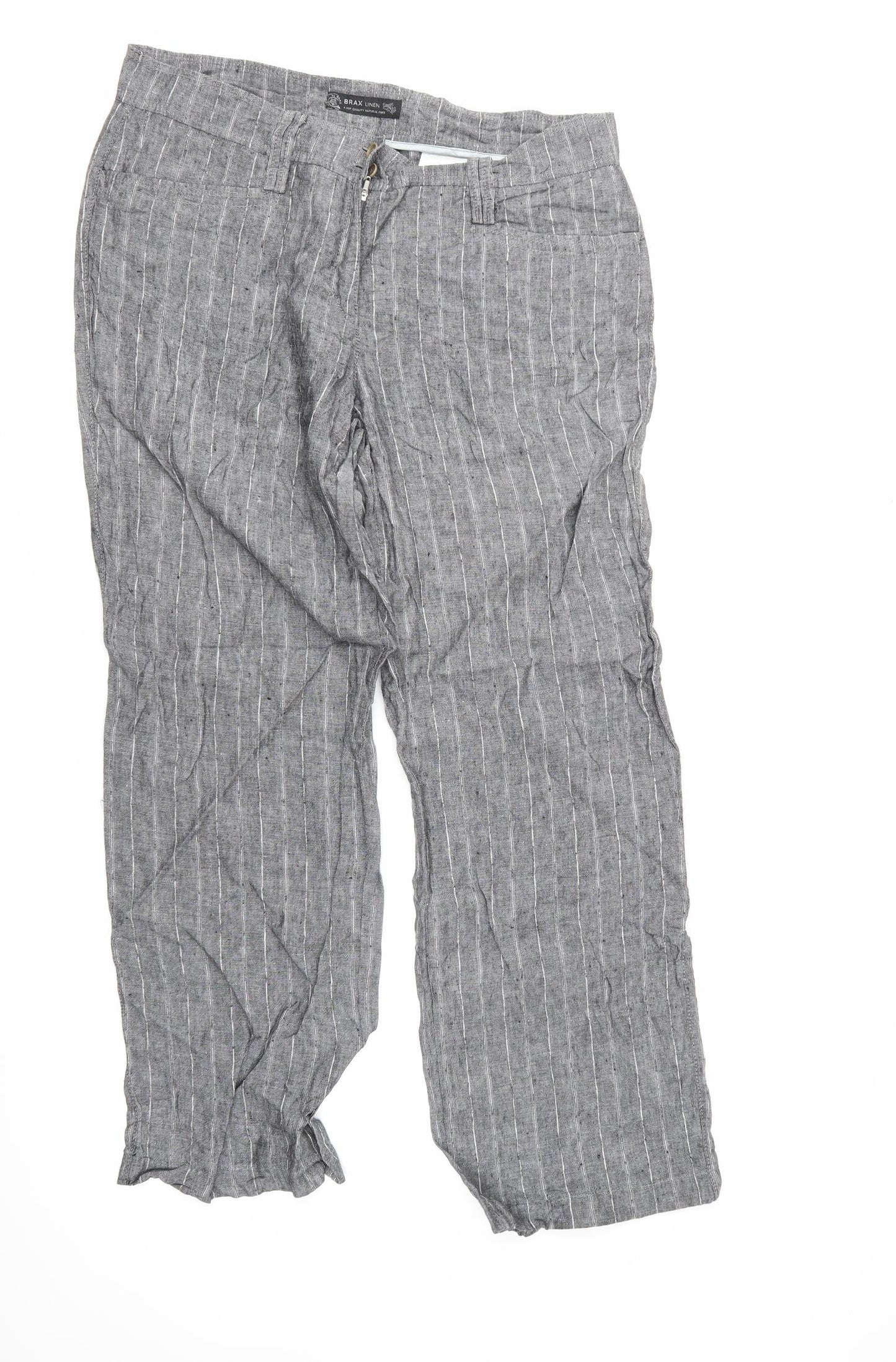 BRAX Womens Grey Striped  Trousers   L30 in