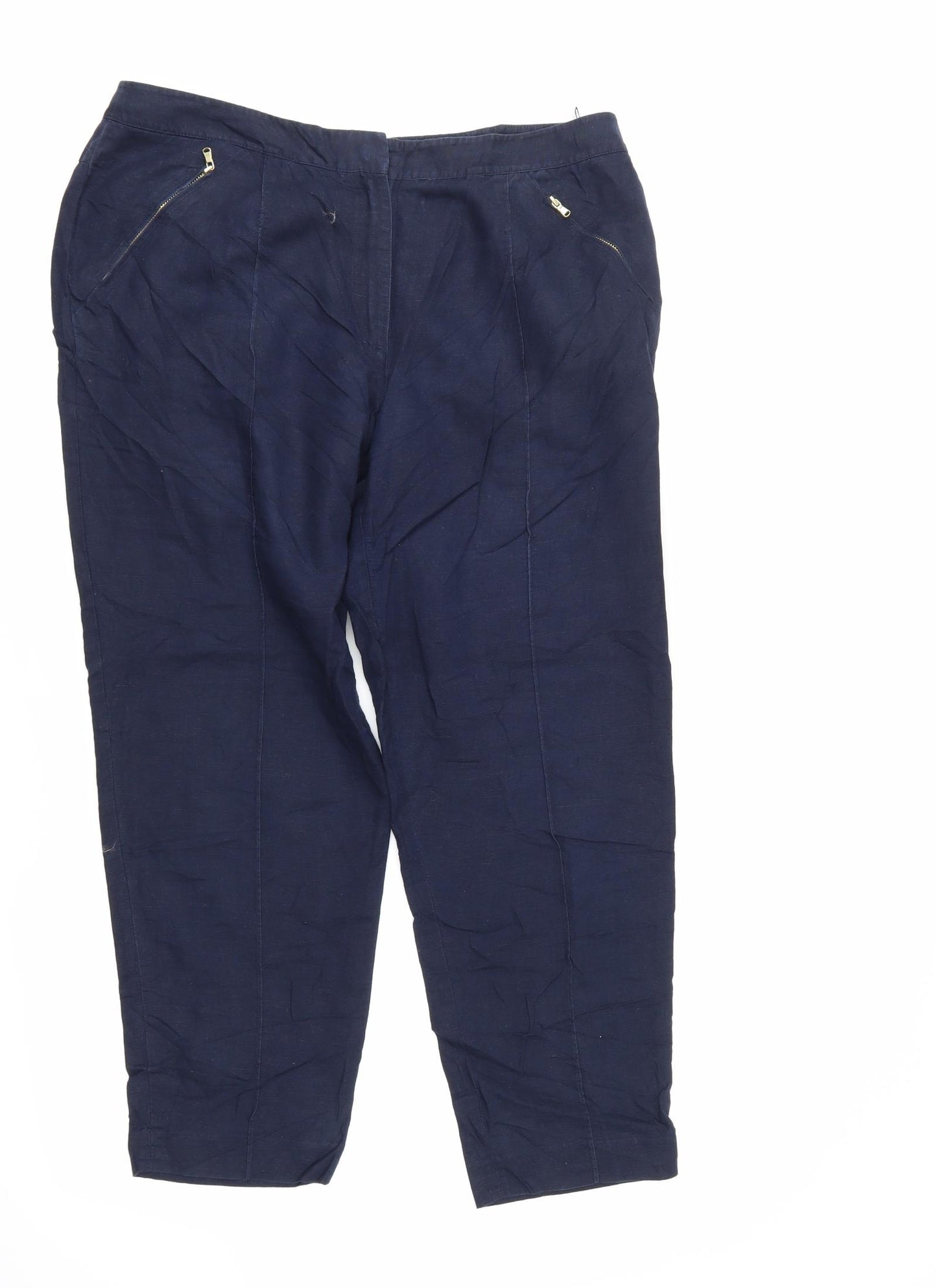 Jaeger Womens Blue   Cropped Trousers Size 14 L25.5 in