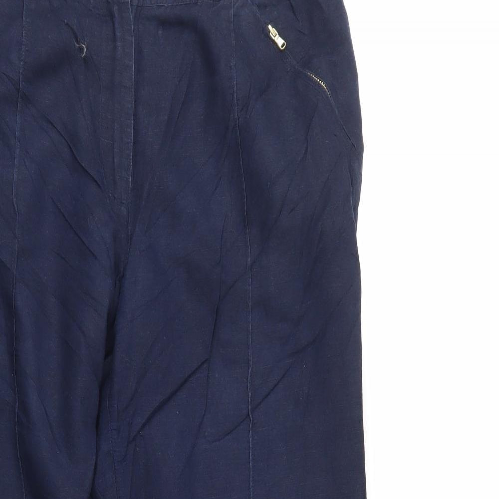 Jaeger Womens Blue   Cropped Trousers Size 14 L25.5 in