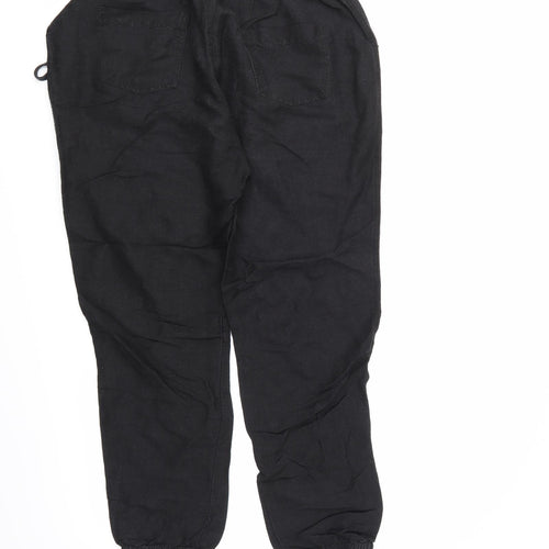 Linen Womens Black   Trousers  Size 14 L28 in