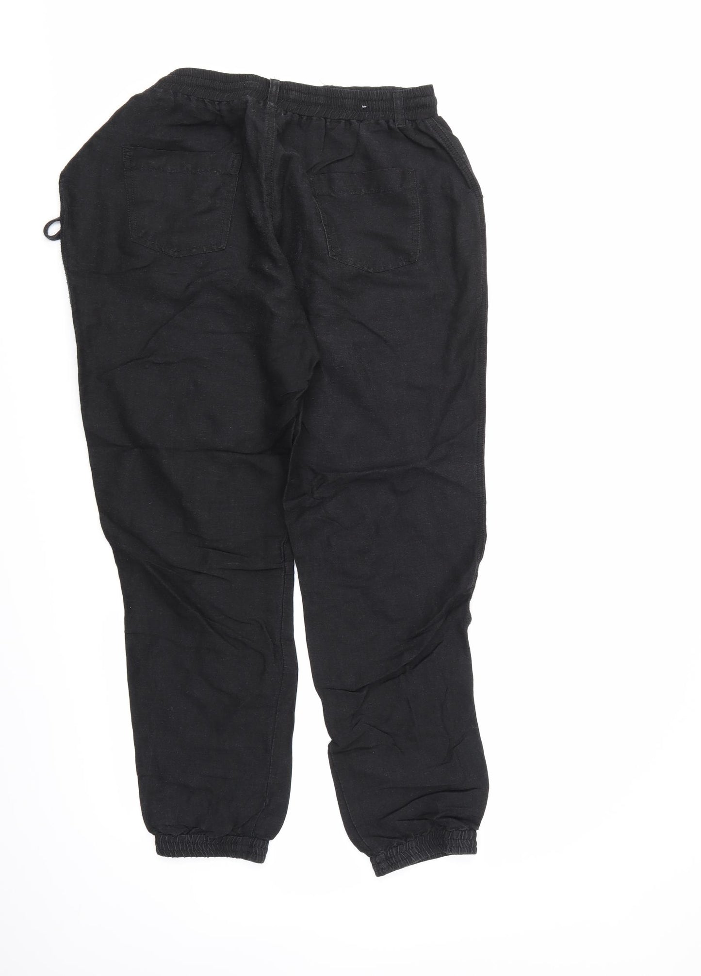 Linen Womens Black   Trousers  Size 14 L28 in