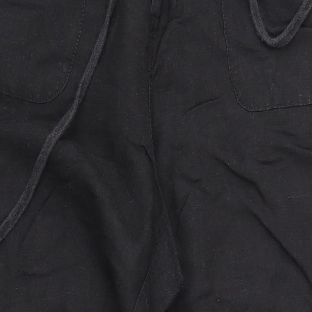 Linen Womens Black   Trousers  Size 14 L28 in