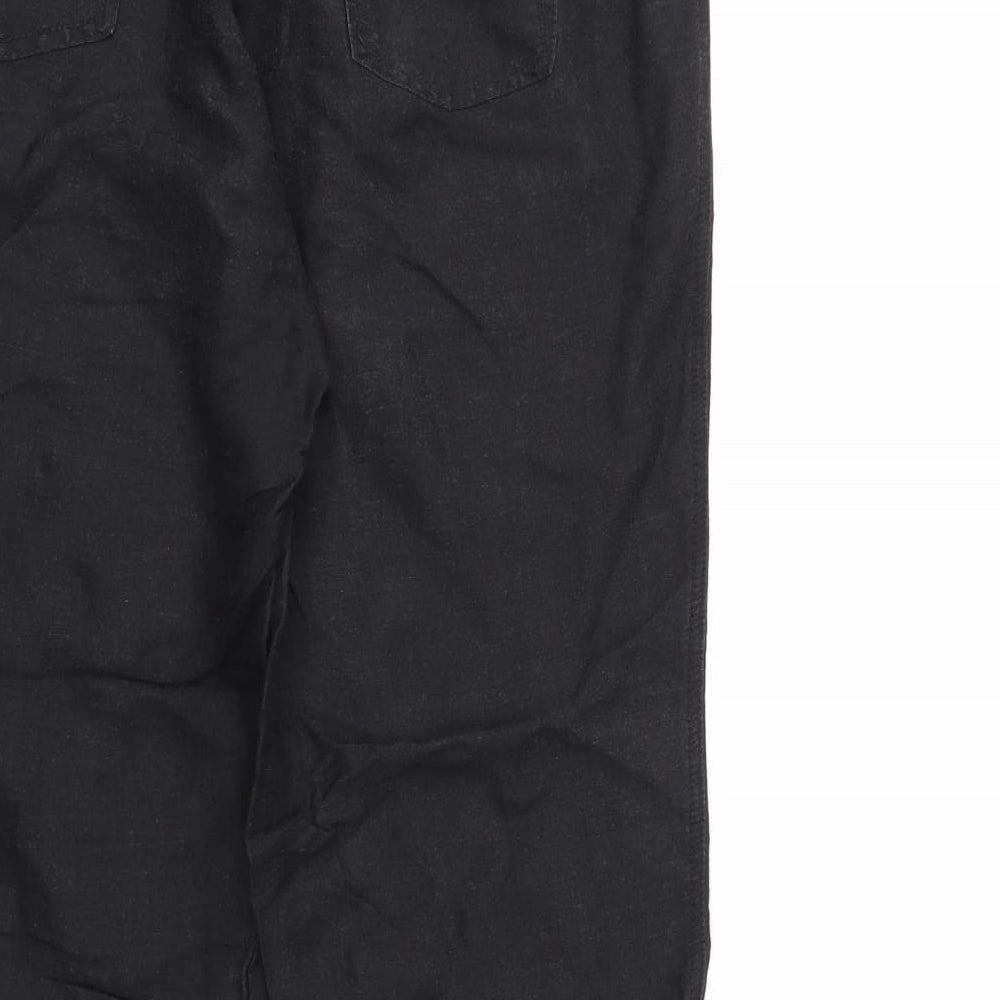 Linen Womens Black   Trousers  Size 14 L28 in
