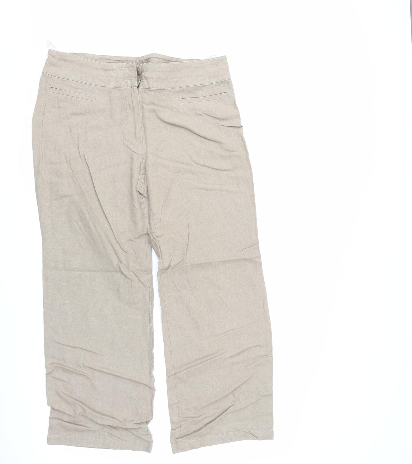M&S Woman Womens Beige   Trousers  Size 12 L26.5 in