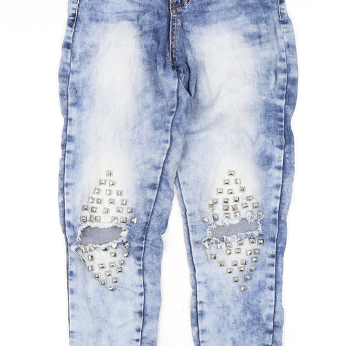 Miss RJ Womens Blue   Skinny Jeans Size 24 in L25 in - Studs on knees