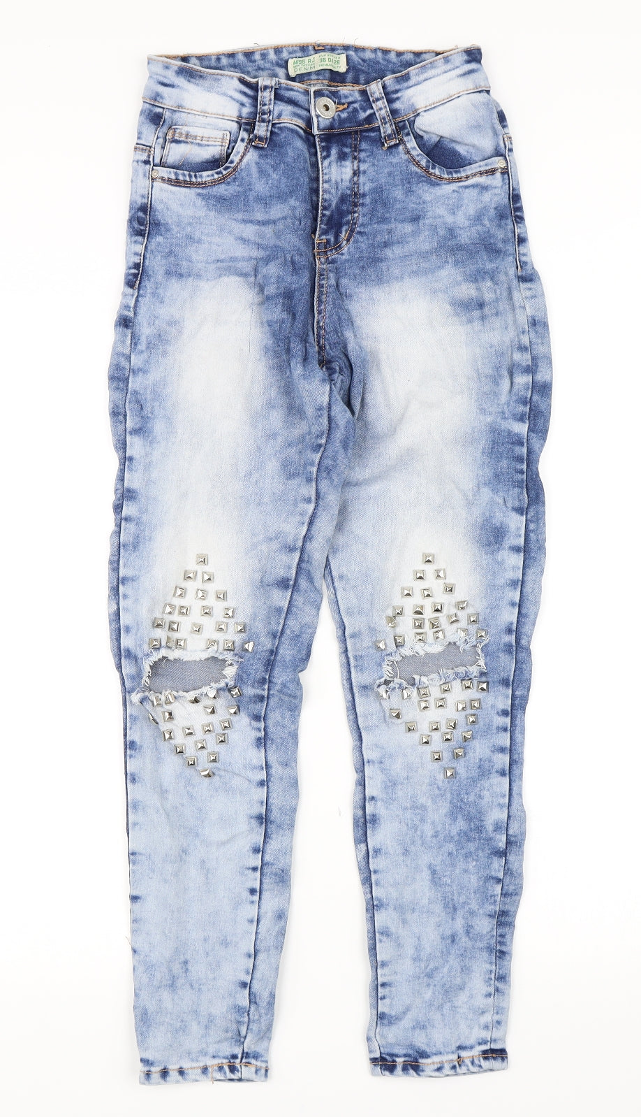 Miss RJ Womens Blue   Skinny Jeans Size 24 in L25 in - Studs on knees