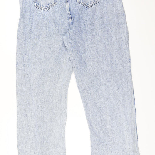 Boohoo Womens Blue   Wide-Leg Jeans Size 16 L33 in - Asymmetric zip