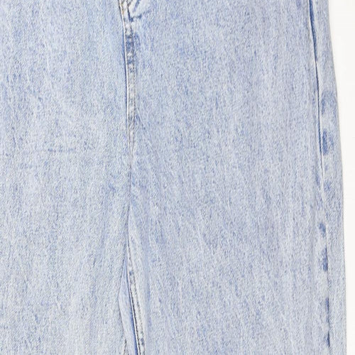 Boohoo Womens Blue   Wide-Leg Jeans Size 16 L33 in - Asymmetric zip