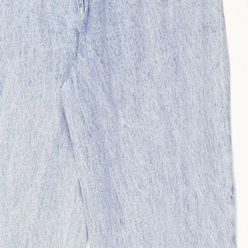 Boohoo Womens Blue   Wide-Leg Jeans Size 16 L33 in - Asymmetric zip