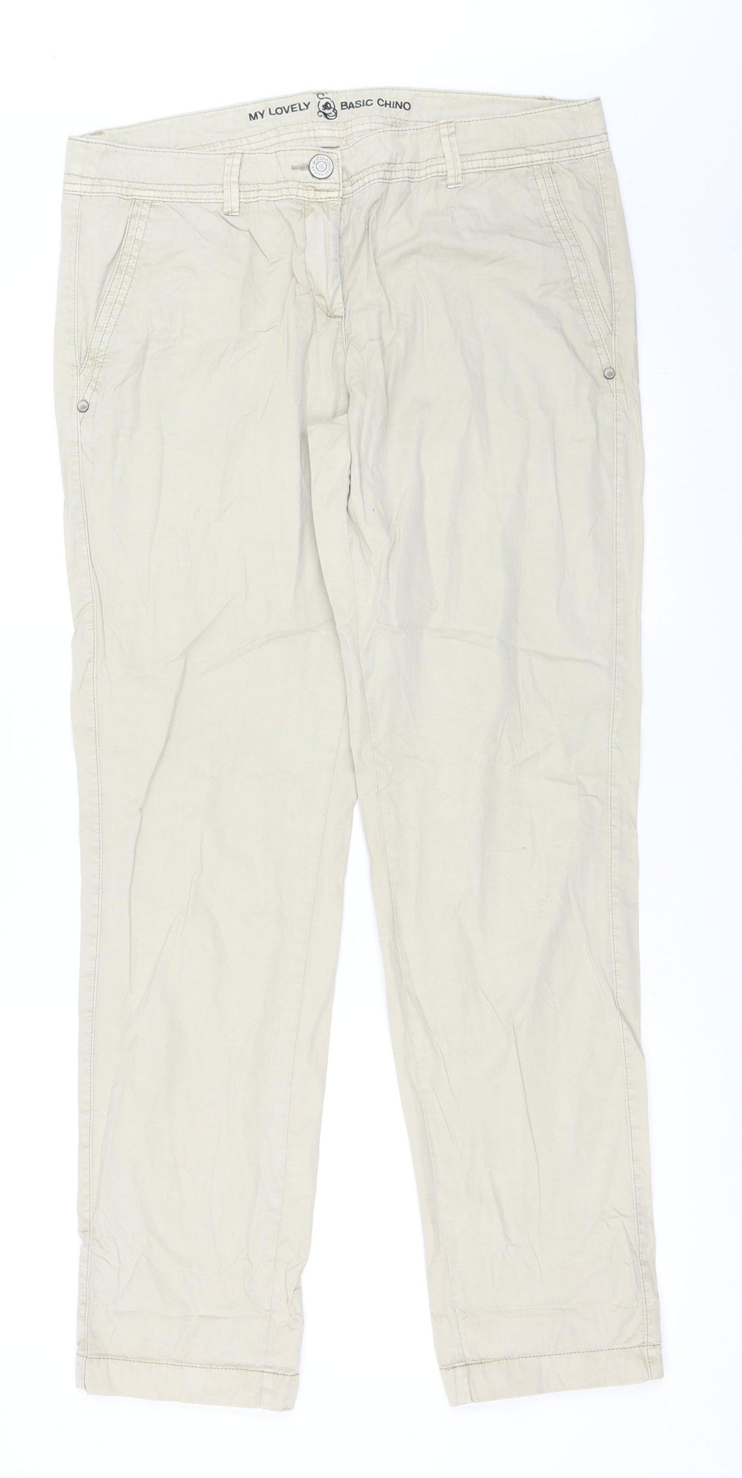S Oliver Womens Beige   Chino Trousers Size 14 L32 in