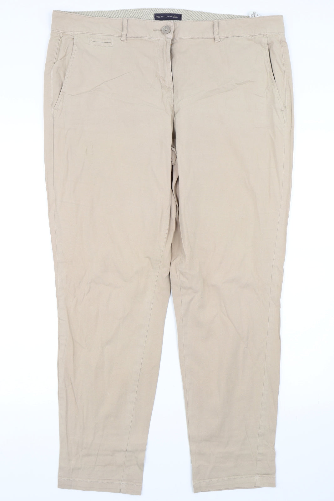 Marks and Spencer Womens Beige   Chino Trousers Size 16 L29 in