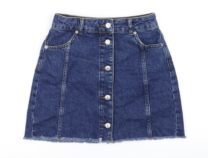 Topshop Womens Blue   A-Line Skirt Size 8