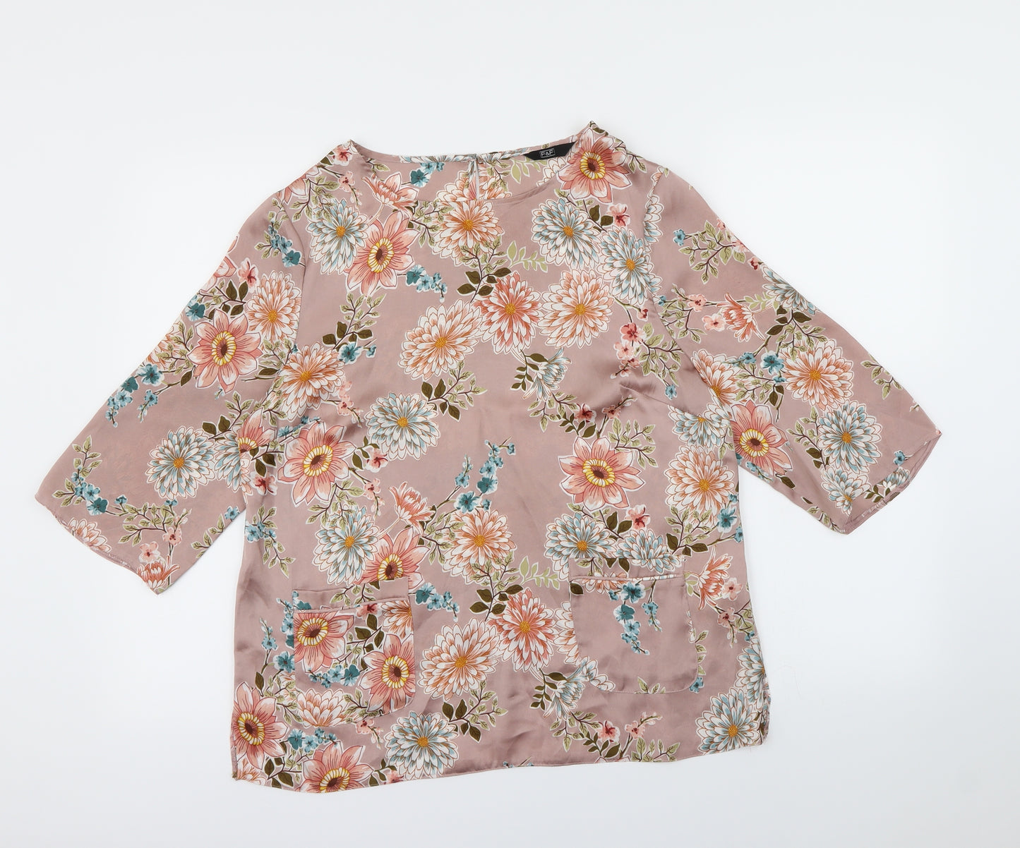 F&F Womens Pink Floral  Basic Blouse Size 14