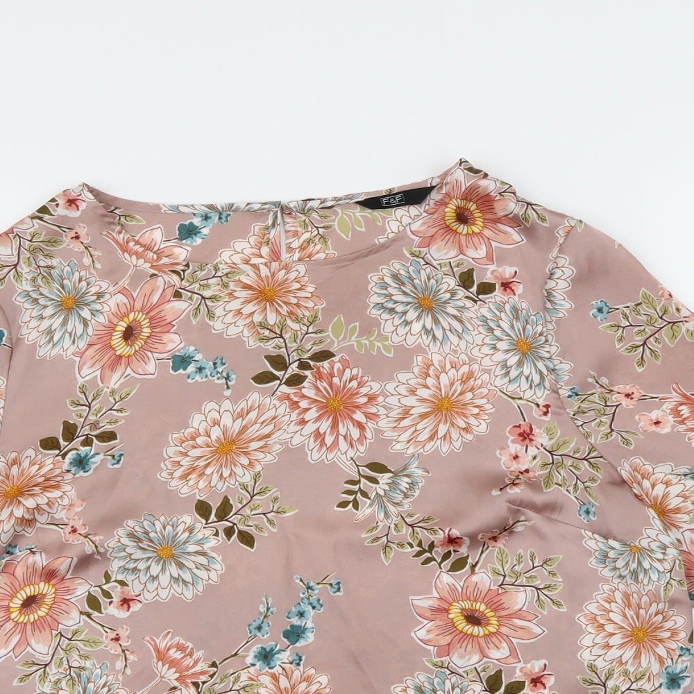 F&F Womens Pink Floral  Basic Blouse Size 14
