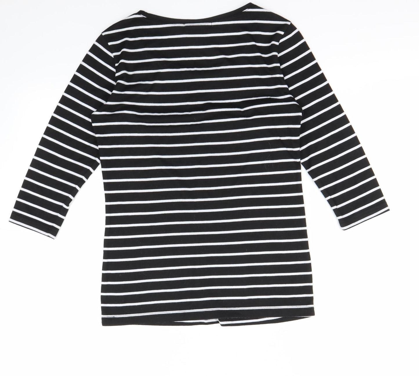 ten & co Womens Black Striped  Basic T-Shirt Size M
