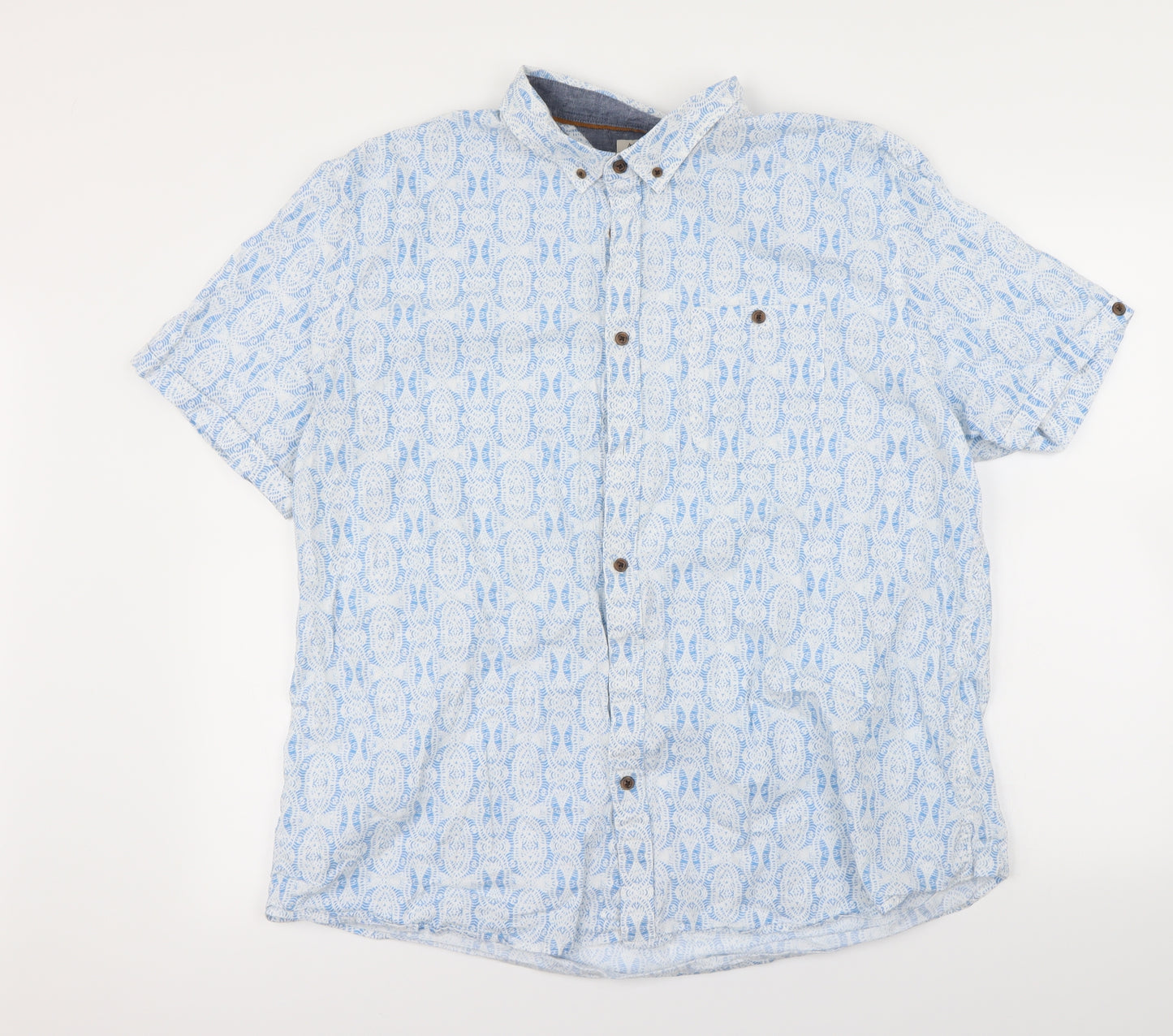 Authentic Casual Wear Mens Blue Geometric   Button-Up Size 2XL