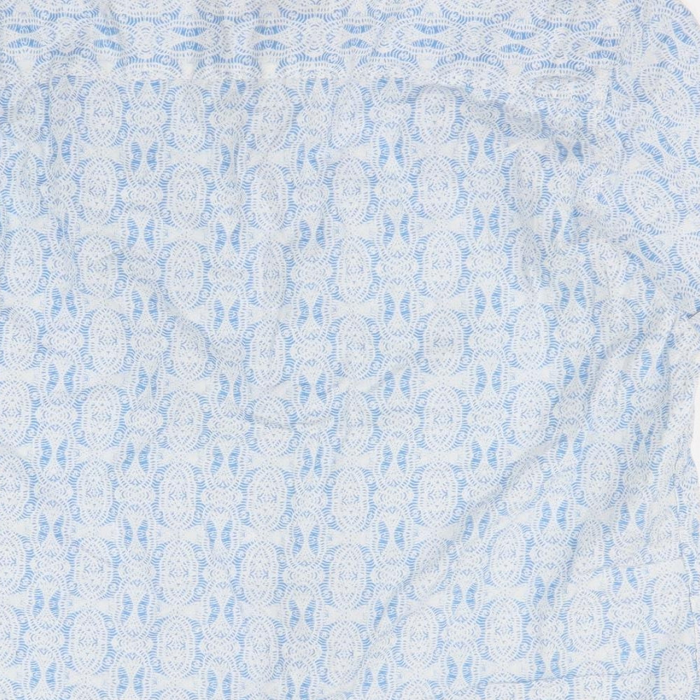 Authentic Casual Wear Mens Blue Geometric   Button-Up Size 2XL