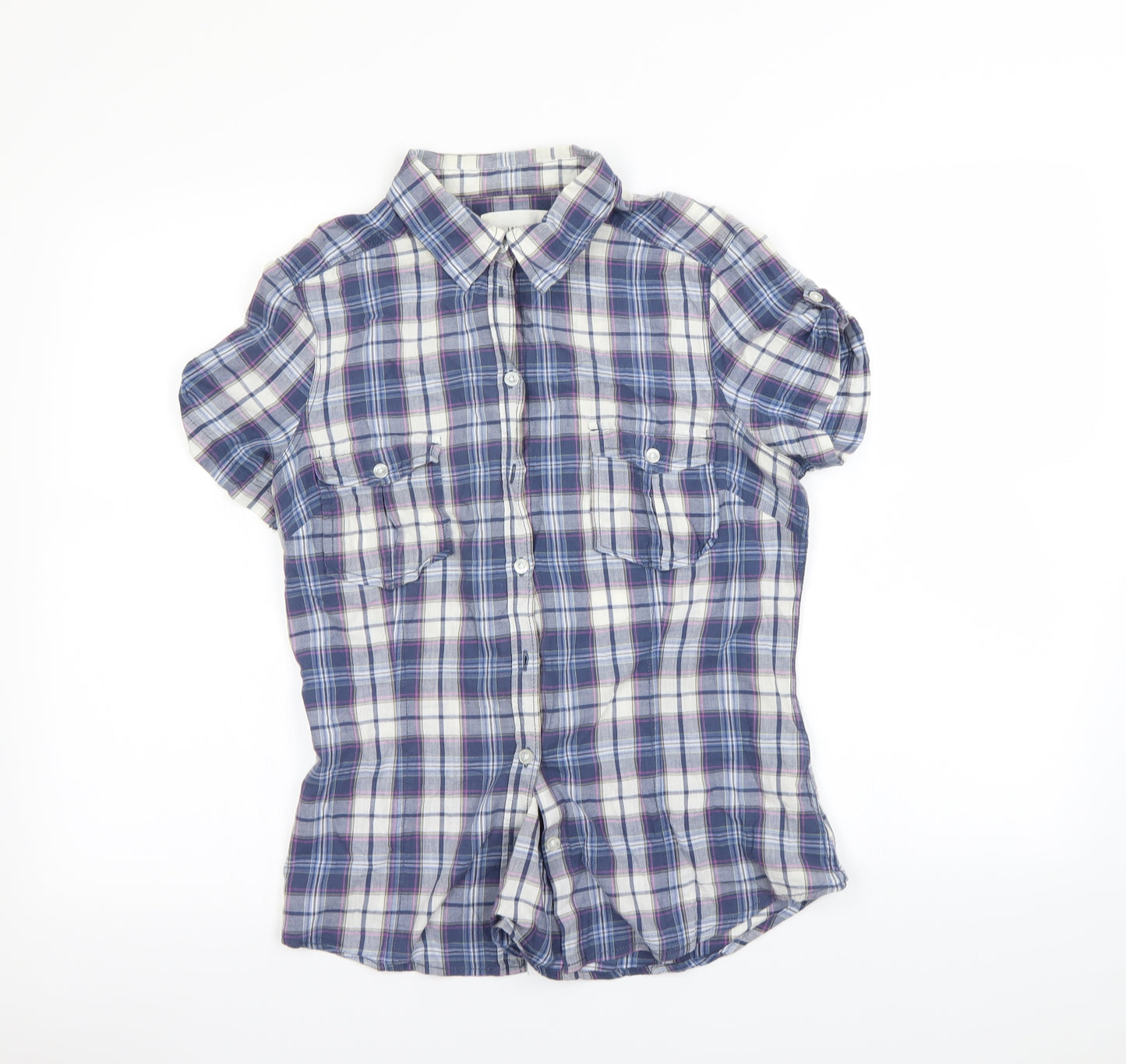 H&M Womens Blue Check  Basic Button-Up Size 12