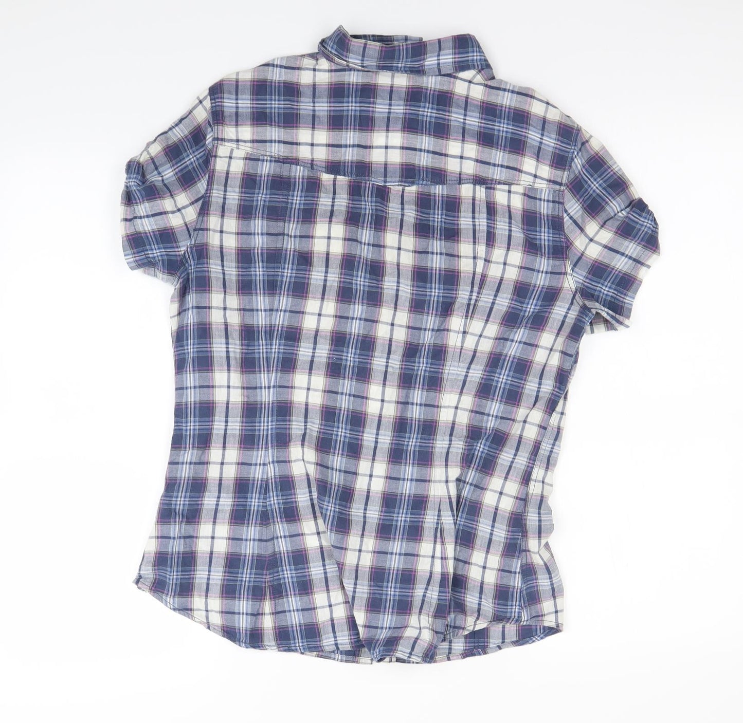 H&M Womens Blue Check  Basic Button-Up Size 12