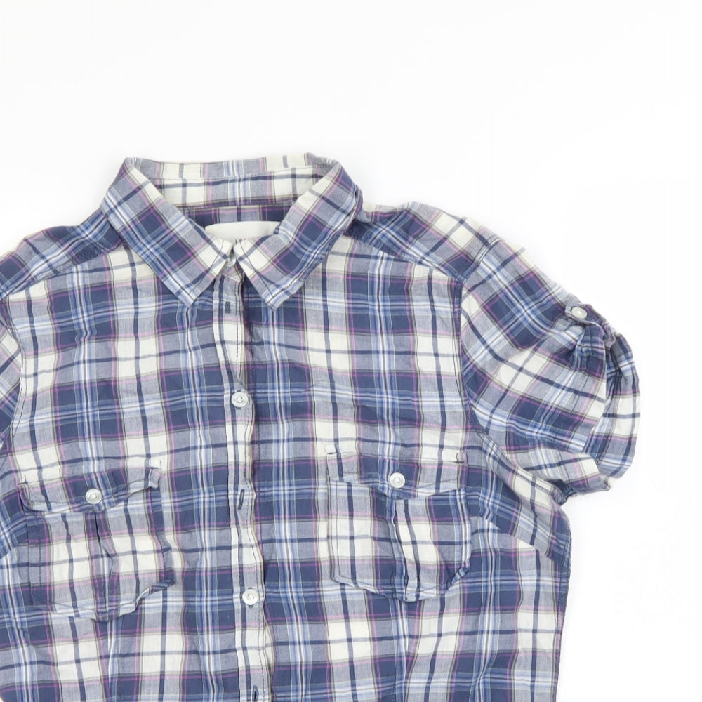 H&M Womens Blue Check  Basic Button-Up Size 12