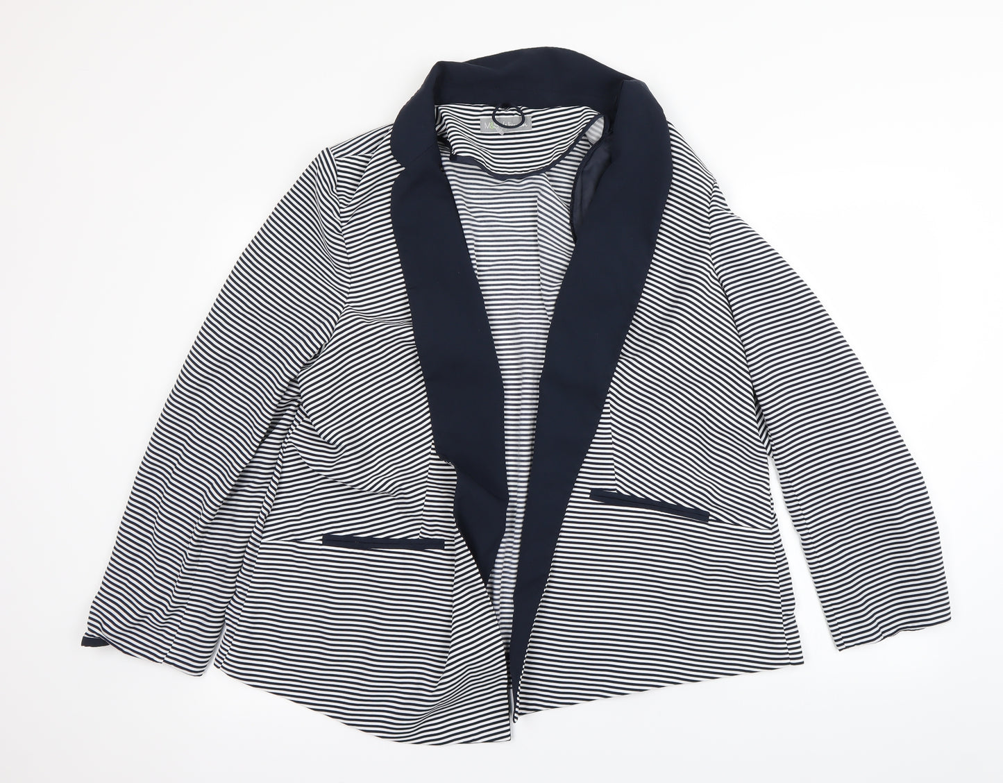 m&S Womens Black Striped  Cardigan Jumper Size 22  - Shoulder Pads